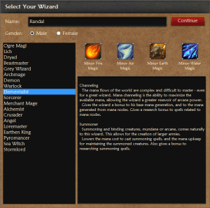 Wizard Selection